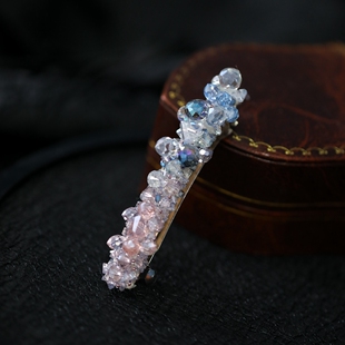 幻彩工艺水晶发夹弹簧夹手工编织盘发侧边夹一字夹半发马尾夹