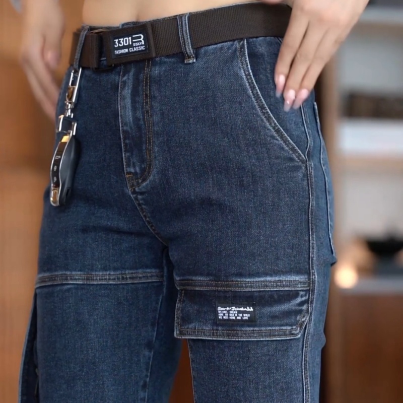 纯色百搭直筒弹力男士六兜牛仔裤