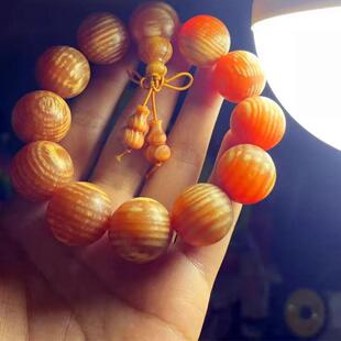 长白山琥珀木全透光佛珠手串松明子帝王血龙木沉香明丁男珠子