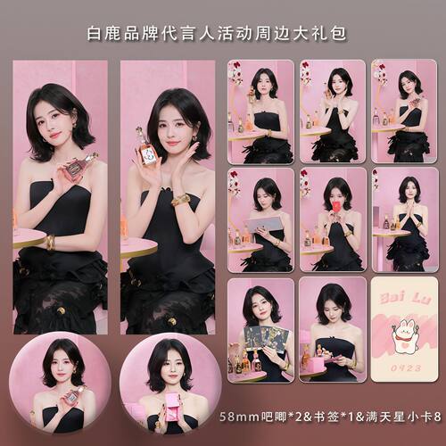 白鹿品牌代言系列周边精致双面满天星票吧唧小卡明信片礼包