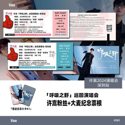 许嵩演唱会深圳站纪念门票周边拍照留念打卡定制座位送小卡