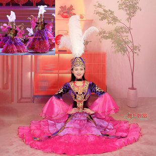 哈族女连衣裙 民族舞台服装 新疆民族表演出服装 哈萨克族表演出服装