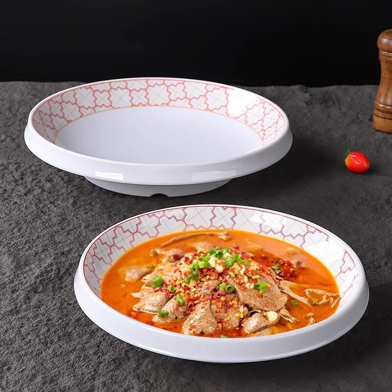 饭店密胺餐具专用川菜馆特色炒菜盘圆盘商用水煮肉片麻婆豆腐深盘