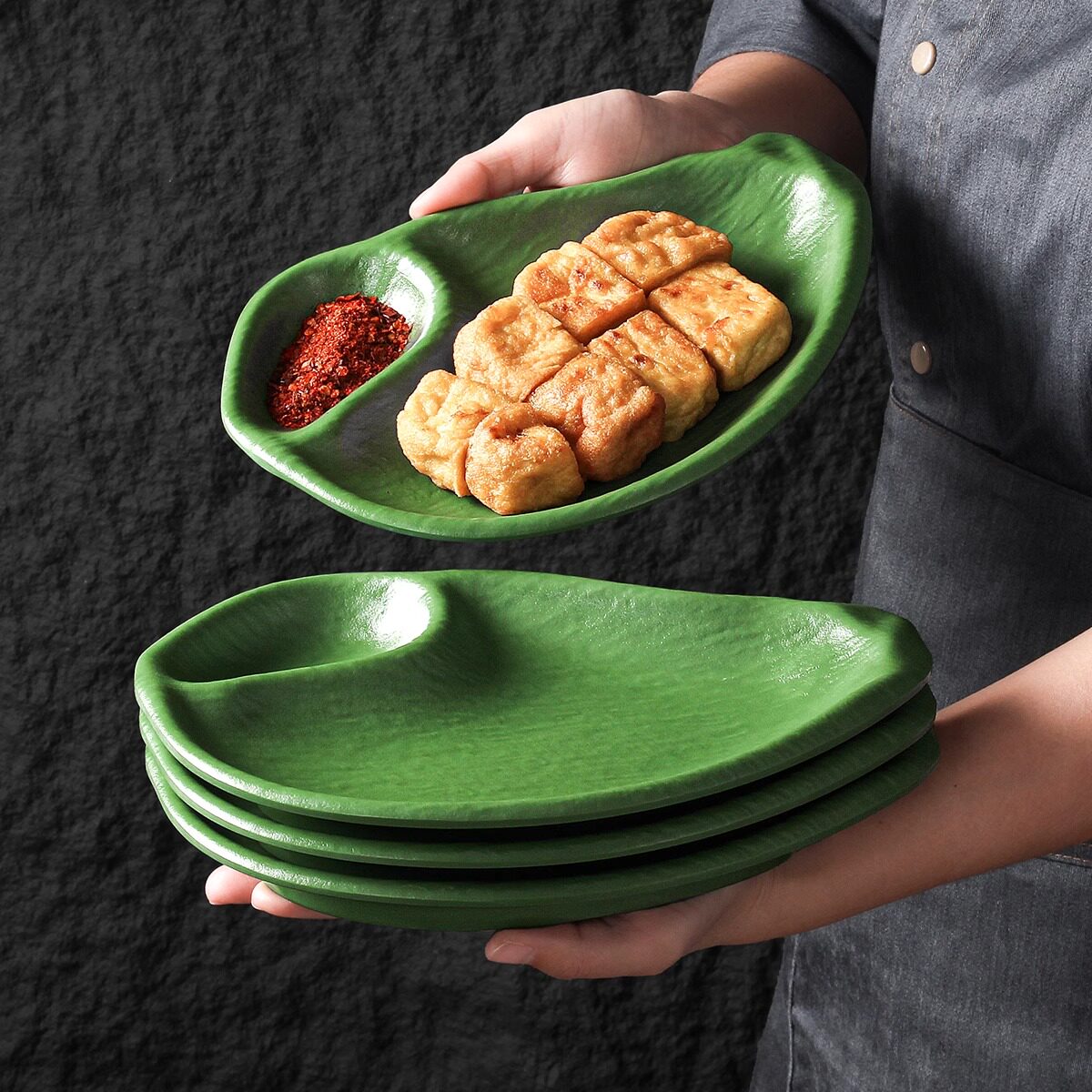 祥源美密胺餐具盘子商用薯条饺子凉菜小菜盘火锅店分格蘸酱调料盘