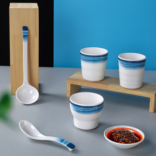 中式云海密胺小碗商用火锅烤肉蘸料碗餐厅饭店杯勺仿瓷餐具调料碟