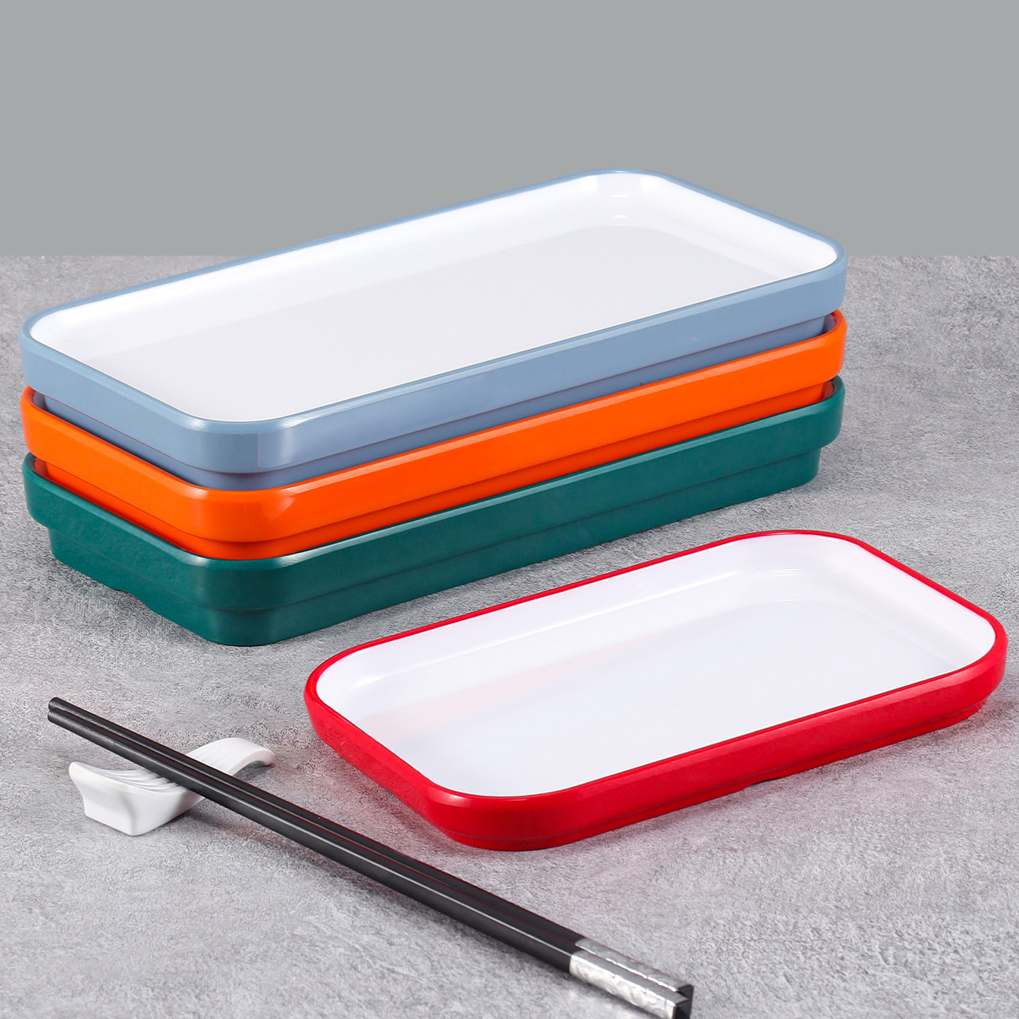 密胺盘子仿瓷酒店餐厅日式长方形餐盘甜品点心盘塑料烤肉平盘商用