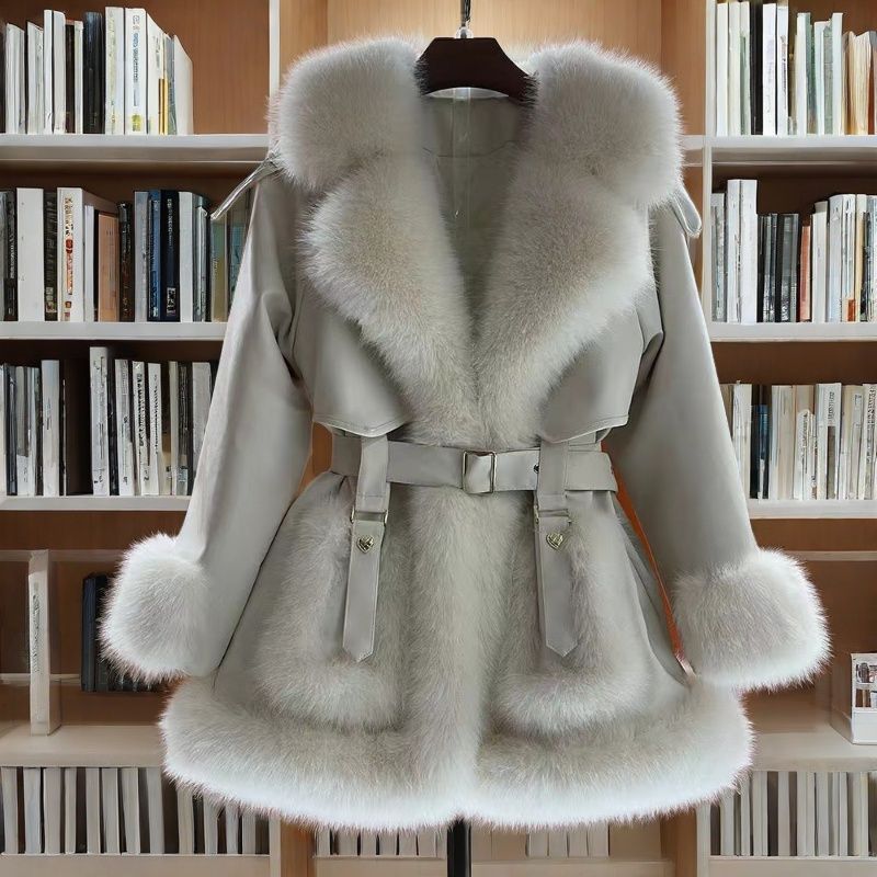 冬季仿狐狸毛新款中长款毛毛外套气质洋气皮草加厚保暖毛绒大衣