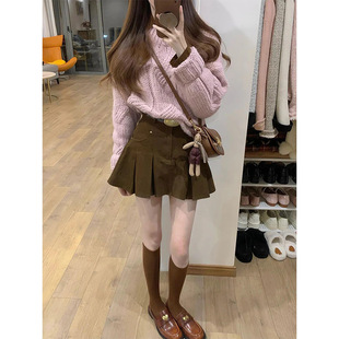 针织毛衣高腰遮胯百褶裙 气质软糯长袖 温柔风显气质两件套装 女法式