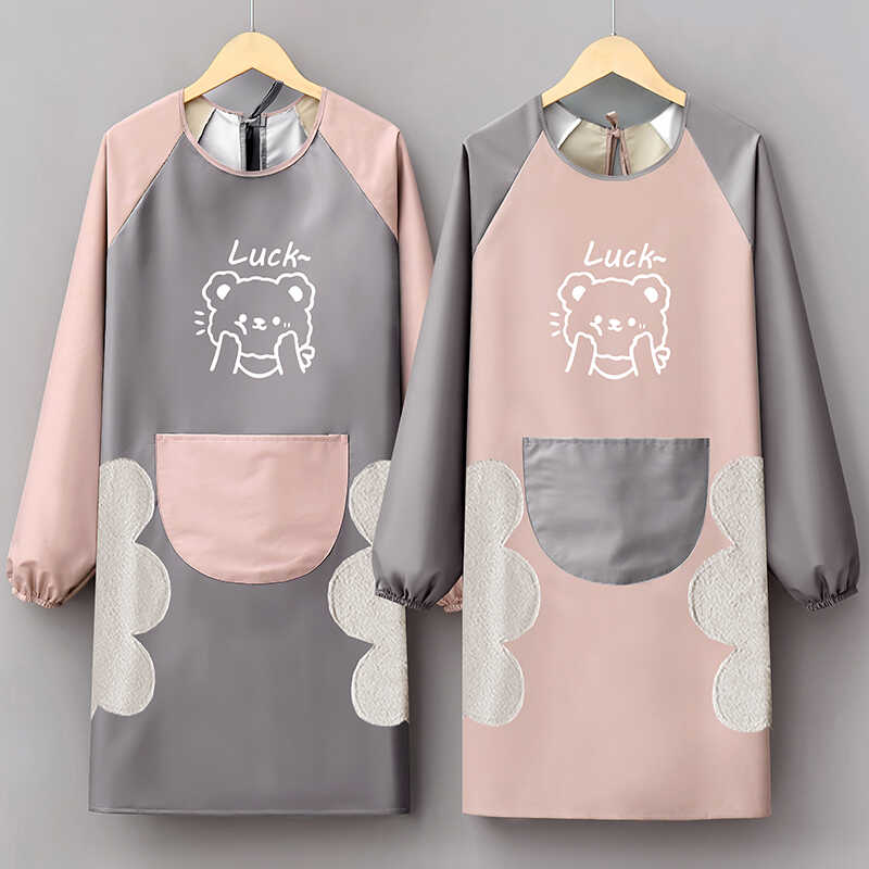 韩版防水防油长袖围裙罩衣