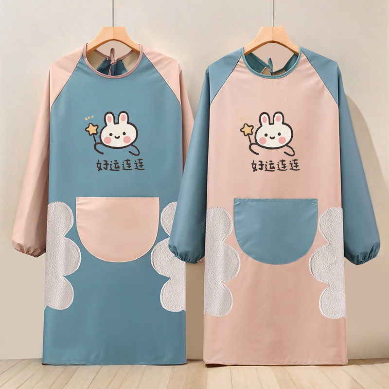厨房长袖防水防油围裙情侣可爱韩版时尚女罩衣男士工作服定制印字,家庭/个人清洁工具,围裙,淘宝优惠券,粉丝福利购,淘宝优惠卷