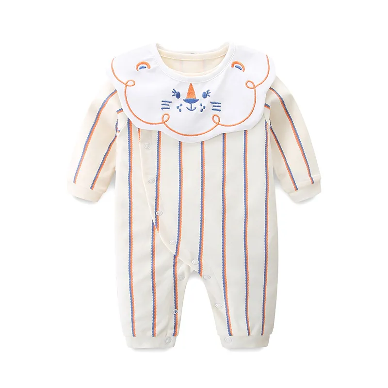 男童条纹连身衣2025秋季新款纯棉连体衣女宝宝新生儿春秋爬服2532