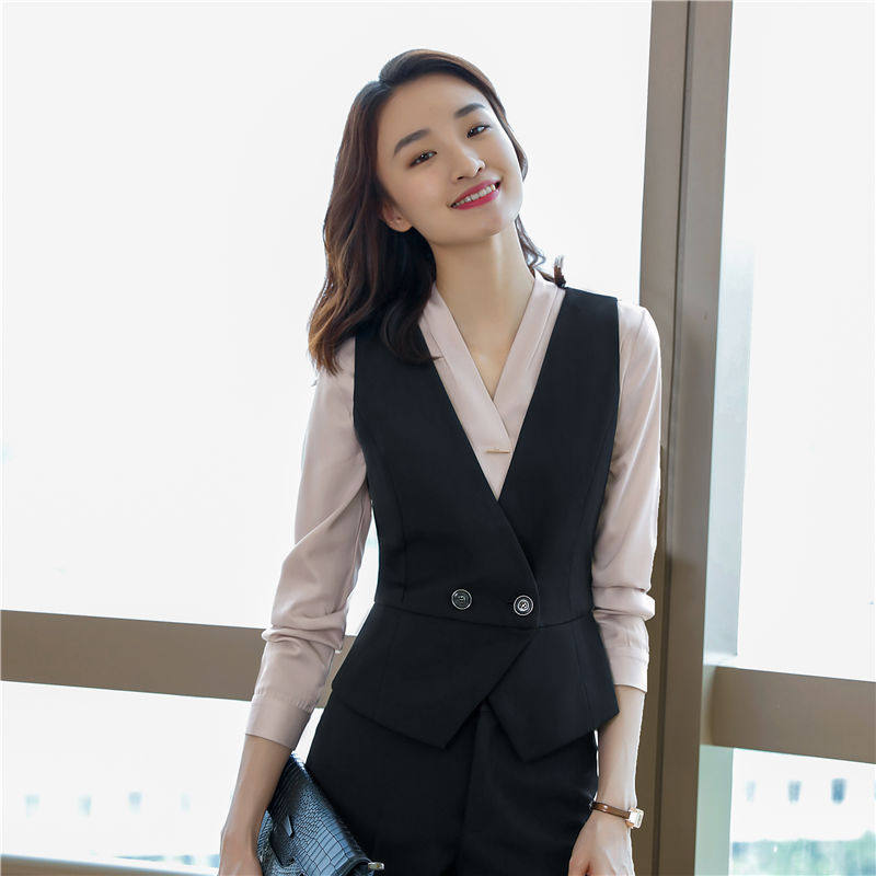 职业装女装套装2021秋季新款西装马甲套装工装移动银行工作服制服