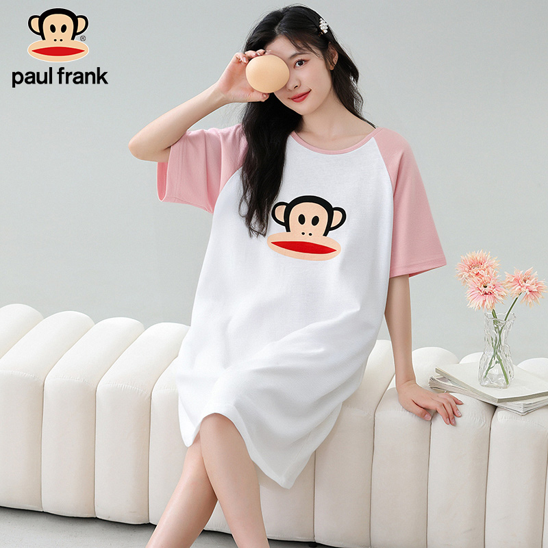大嘴猴短袖纯棉睡裙女夏季薄款