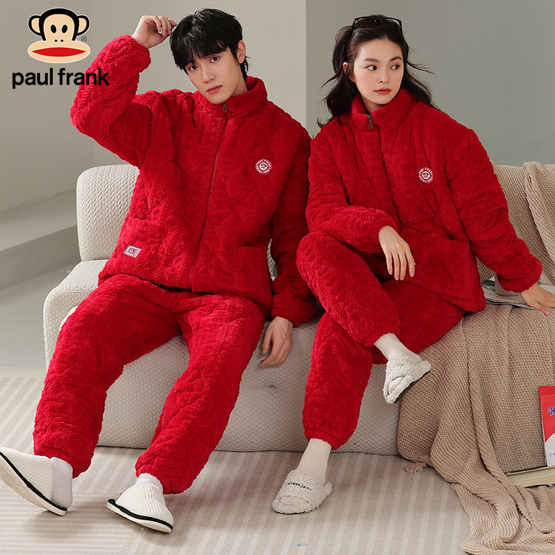 法兰绒大嘴猴情侣情侣睡衣大码