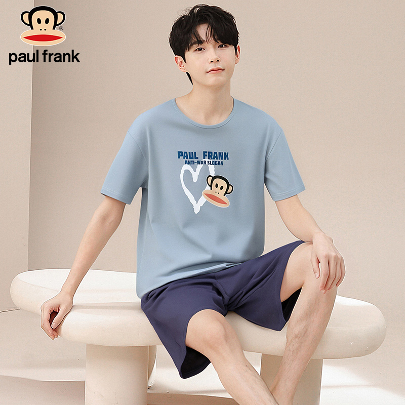 圆领印花短袖短裤透气舒适睡衣男