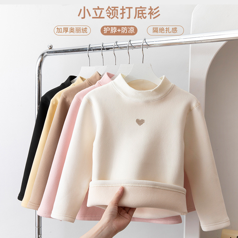 女童冬季加绒打底衫半高领打底衣
