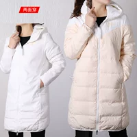  Nike nữ triều dài thương hiệu áo khoác xuống 2019 mùa đông mới áo khoác dày trùm đầu giản dị 939441-100 - Thể thao xuống áo khoác Cao