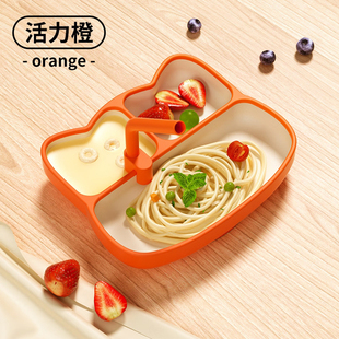 加贝比宝宝餐盘小猫吸盘婴儿硅胶分格盘卡通学吃饭训练勺餐具套装