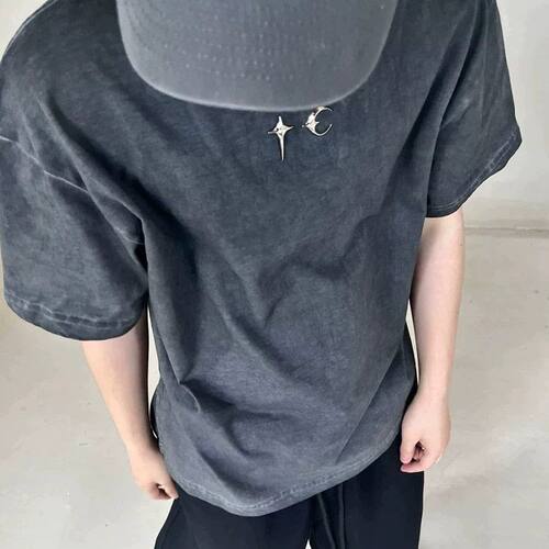 THUG CLUB美式潮牌星月银饰高街cleanfit夏季宽松纯棉情侣短袖T恤
