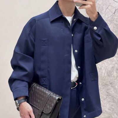 cleanfit风衣夹克春秋季解构设计高级感宽松翻领老钱平替外套