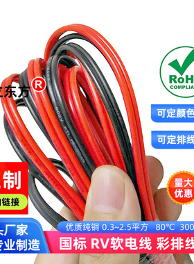 直销红色并线RV纯铜0.75平方2P排线1.0平方自动化设备电源延长线