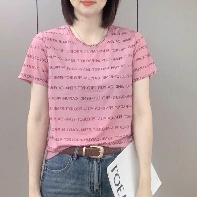 韩版圆领欧袖T恤女2短024新款夏休闲小搭众货大尺码时尚百T恤1849