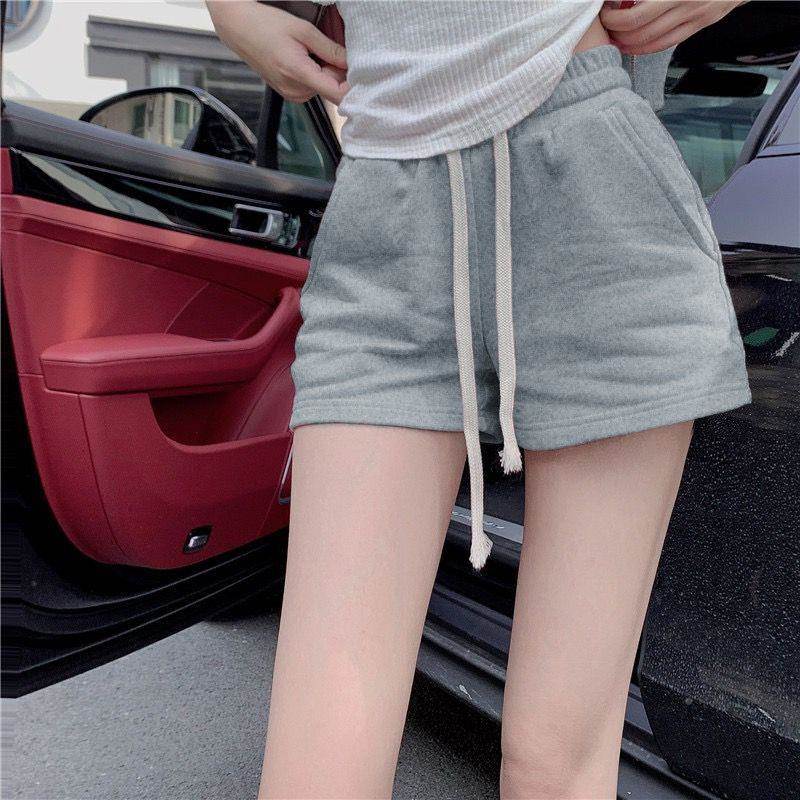 韩国夏季休闲粉色运动短女小众高腰瘦92444652阔腿裤裤小个子裤a