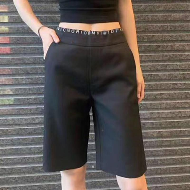 韩国夏新款腰木阔腿休2021471闲春裤 胖妹棉妹直筒大码通高勤风短