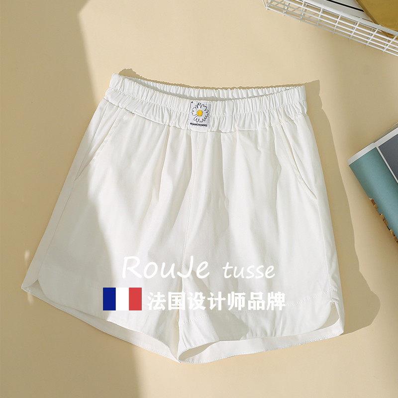 法国R夏ouje tuss64539472e高闲 短裤季女胖妹妹腰松紧腰宽松显休