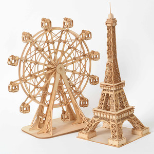 伊和诺3D成人益智拼装玩具亲子积木立体拼图手工DIY木质拼装模型