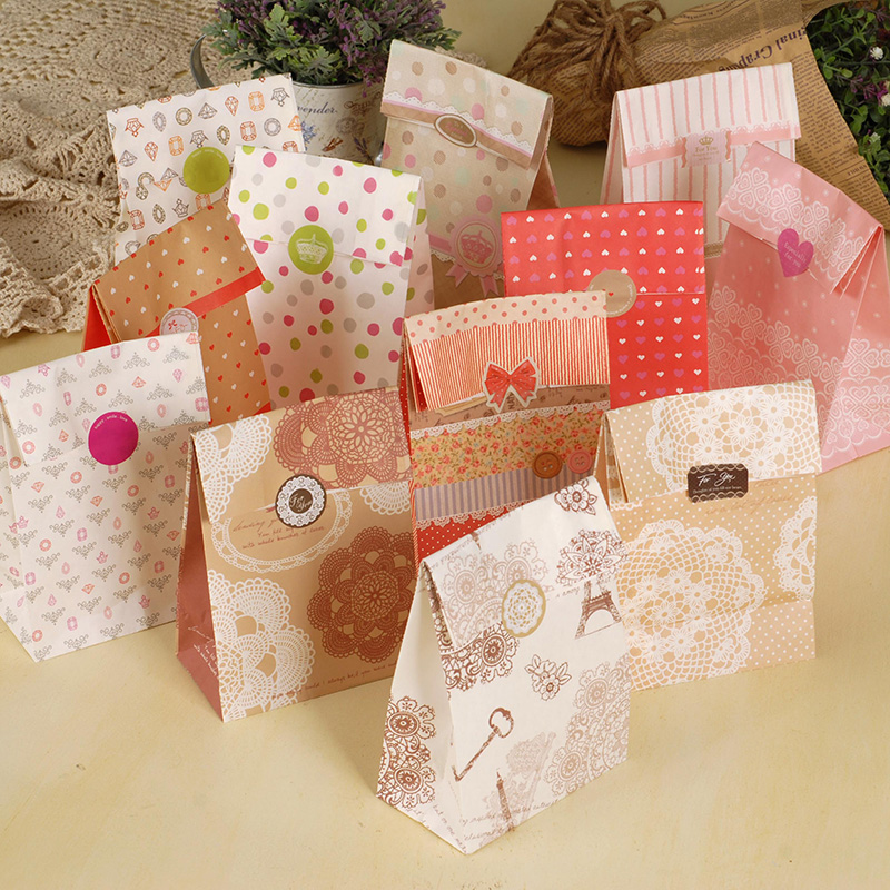 6枚韩版日式和风收纳袋礼品袋母亲节礼物包装袋喜糖袋烘焙纸袋