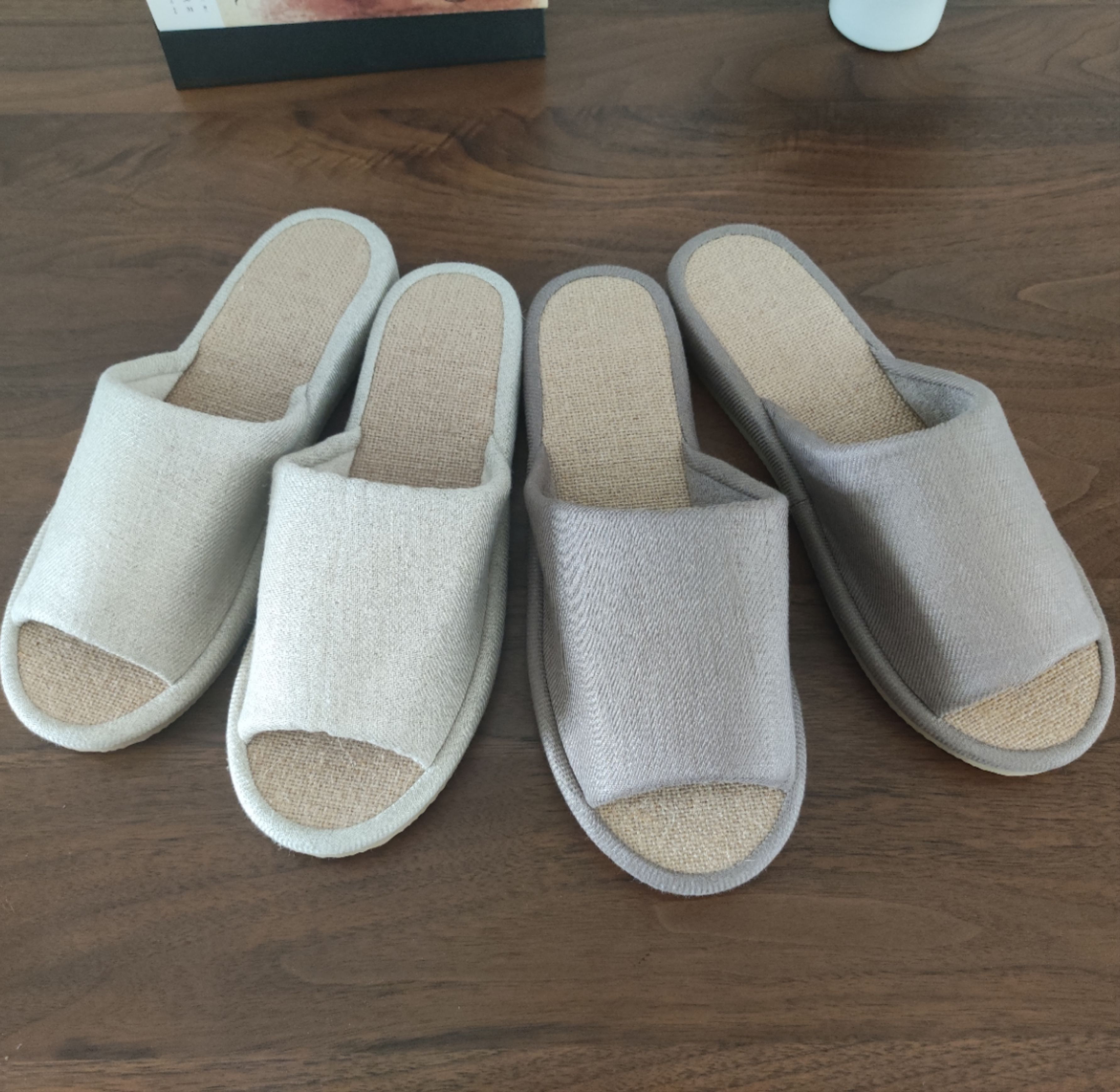 春季新品无印风良品设计家居室内拖鞋情侣 纯色防水男女棉麻拖鞋