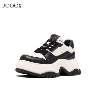 JOOC玖诗厚底老爹鞋女2025秋冬新款撞色百搭休闲鞋增高黑白熊猫鞋