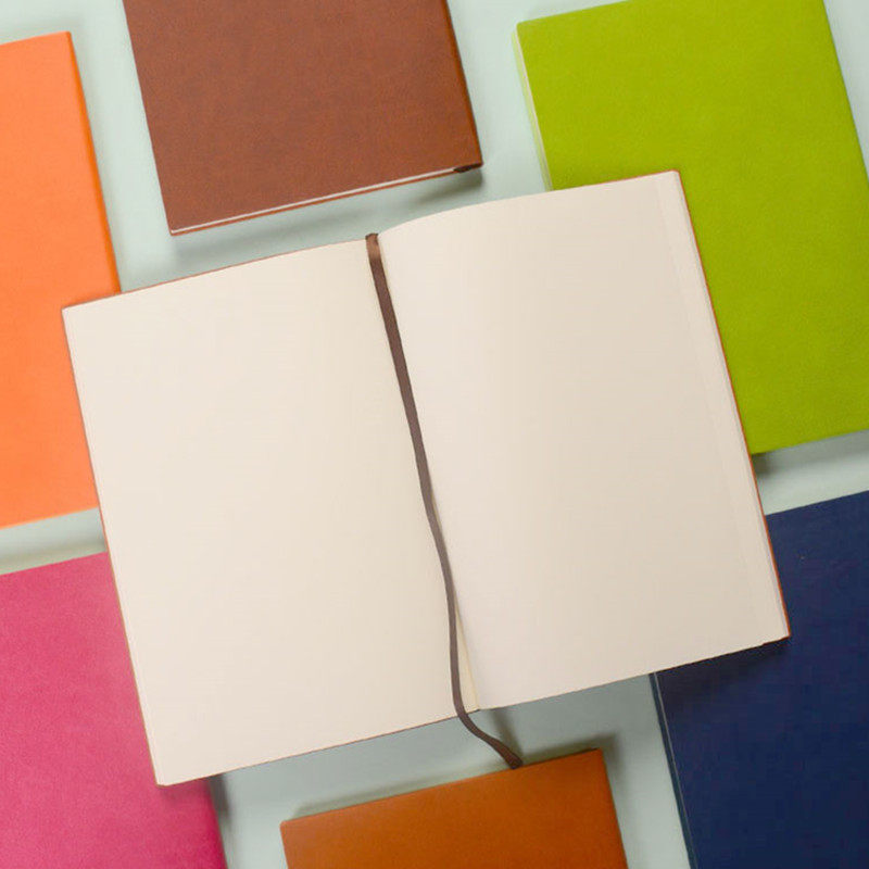 软皮面空白本b5笔记本子纯白色纸内页加厚手账本空白页记事备课本