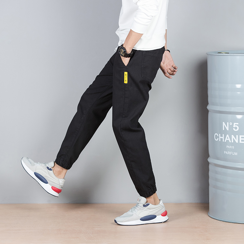 Men's jeans Korean versatile loose men's elastic waist Capris Leggings