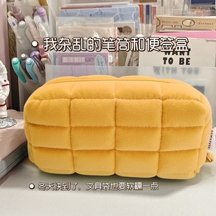 日本kokuyo国誉枕枕包黄色软绵绵笔袋女孩款收纳包枕头包涤纶帆布清新可爱创意小学生用笔袋柔软舒适文具盒