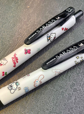 ZEBRA斑马中性笔kiti猫玉桂狗jj15套装日本文具黑笔学生用按动0.5黑色水笔SARASA学霸刷题笔旗舰店官网同款