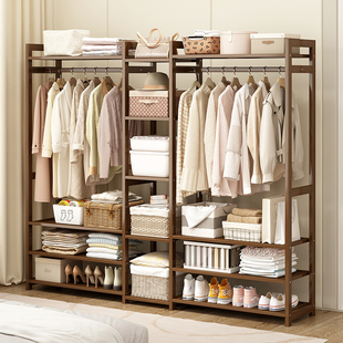 挂衣架卧室落地简易家用房间衣帽间多功能一体晾衣服神器置物架子