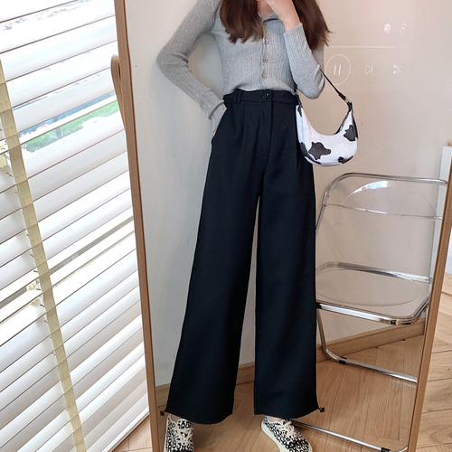 Real shooting drawstring Leggings autumn new straight overalls slim pants high waist casual pants women