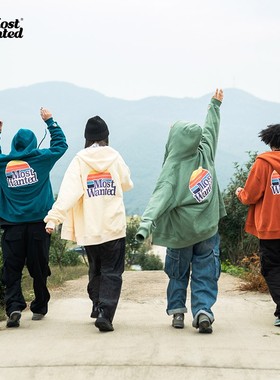 mostwantedlab彩虹连帽开衫卫衣外套男春秋薄绒潮牌拉链情侣秋