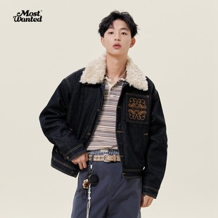 mostwanted 可脱卸毛领牛仔绗棉夹克棉服女秋冬新款外套