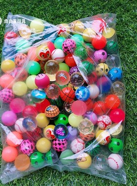 扭蛋实心夜光无毒大号弹弹球实心地摊玩具小球儿童32号彩色弹力球