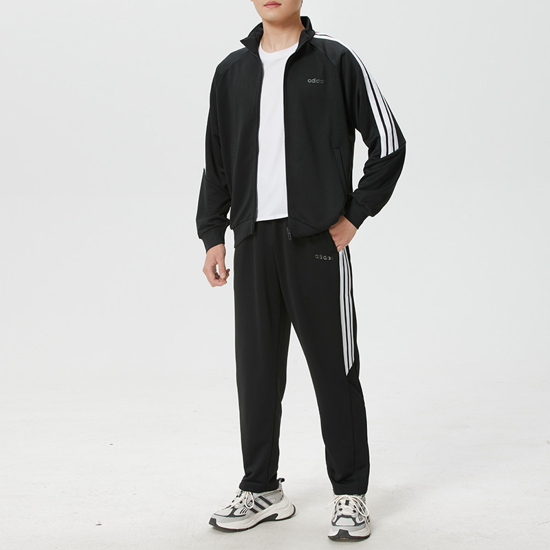 正品阿迪达斯男套装两件套立领夹克透气跑步健身休闲运动风KG8951