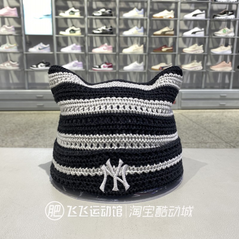 MLB镂空男女绒线帽针织帽猫耳帽