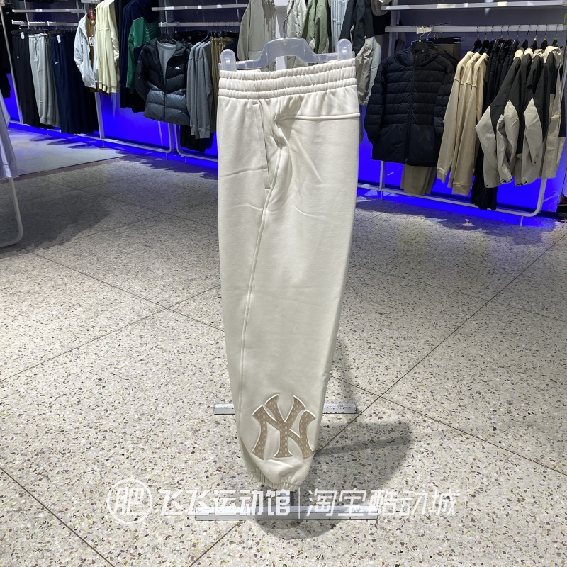 冬新款正品MLB老花LOGO收腿加绒保暖男女运动休闲针织长裤3APTM