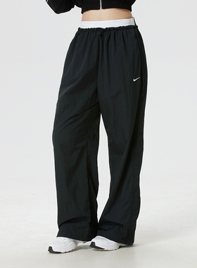 正品Nike耐克直筒纯色百搭宽松女裤运动休闲梭织长裤IF0335-010