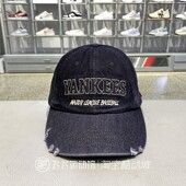 正品 MLB简约字母LOGO百搭做旧户外男女情侣运动休闲棒球帽鸭舌帽