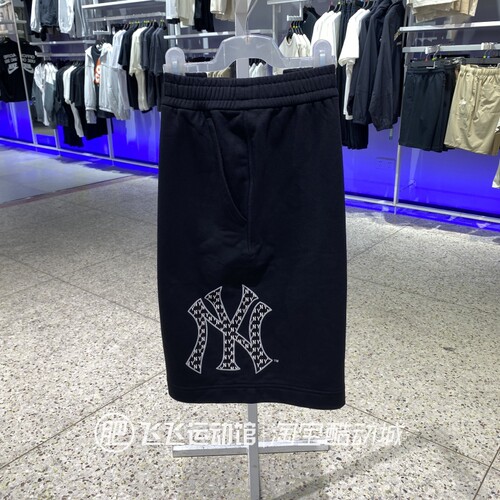 夏正品新款MLB老花LOGO透气舒适男女运动休闲针织短裤五分裤ASPM