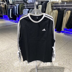 阿迪达斯三条纹长袖T恤套头衫