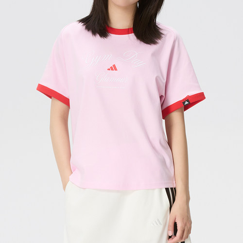 Adidas女夏季圆领撞色短袖T恤